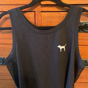 pink!! black crop with side mesh